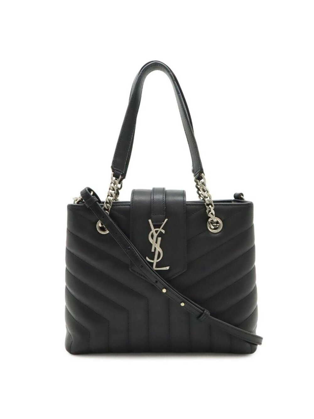 Saint Laurent Paris YSL Loulou Chain Shoulder Bag 2-Way Quilted Leather Black